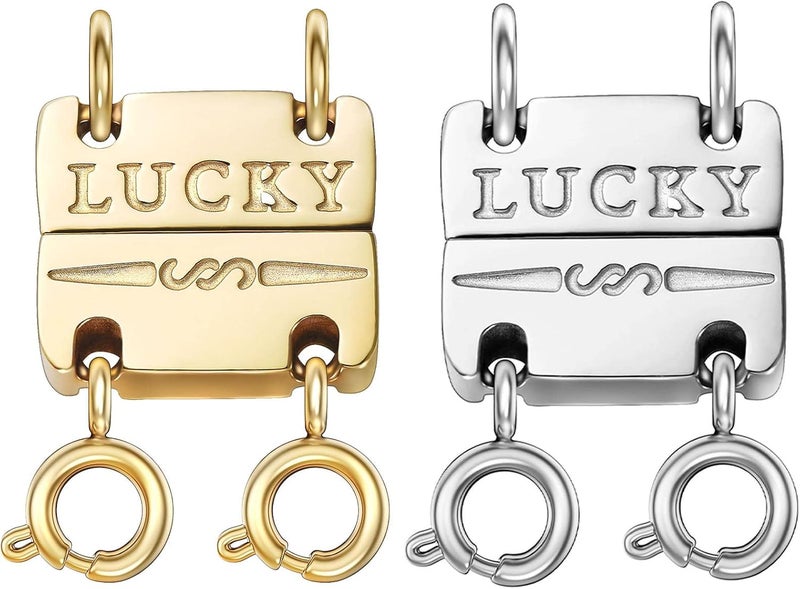 Qulltk Lucky Necklace Separator for Layering Strong Magnetic Clasps, 14K Gold and Silver Multiple Necklace Clasps for Layered Look - Image 1